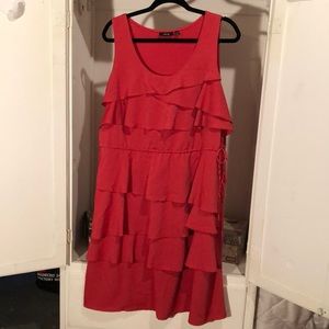 Sleeveless, ruffled draw string waist dress